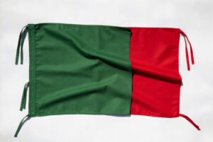 bandiere di segnalamento ferroviario verde e rossa con manico
